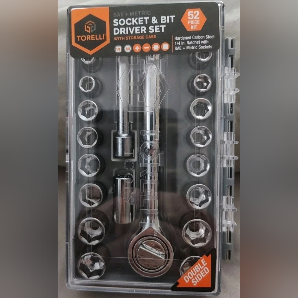 TORELLI Socket & Bit Driver Set 52 Piece Kit With Double Sided Storage Case New